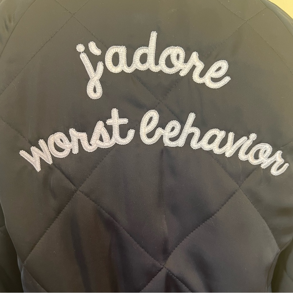 J’adore Worst Behavior Full Zip Branded Bomber Ja… - image 2